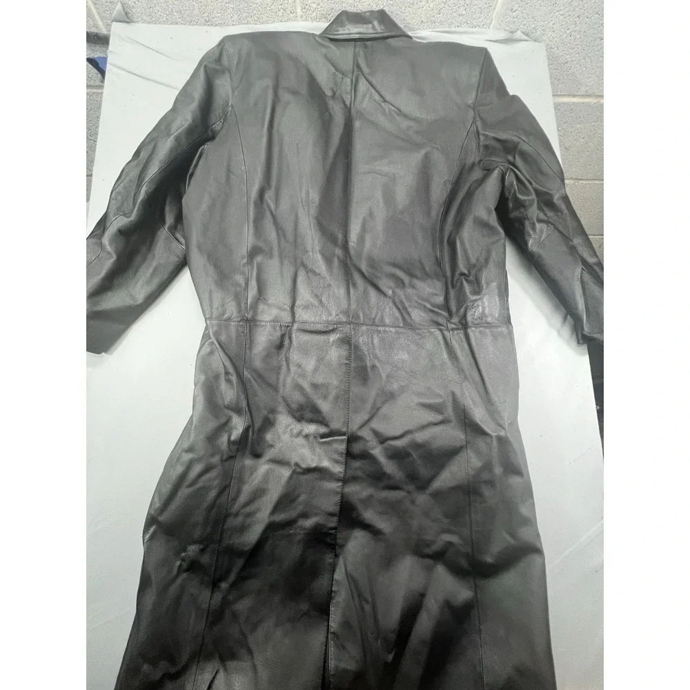 G III Genuine Leather Trench‎ Coat Black Size Large Men's